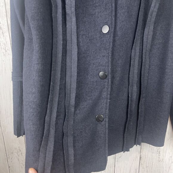 Soft Surroundings Aveline Jacket Large Black Wool Blend Shawl Collar Snap Front - Picture 3 of 10